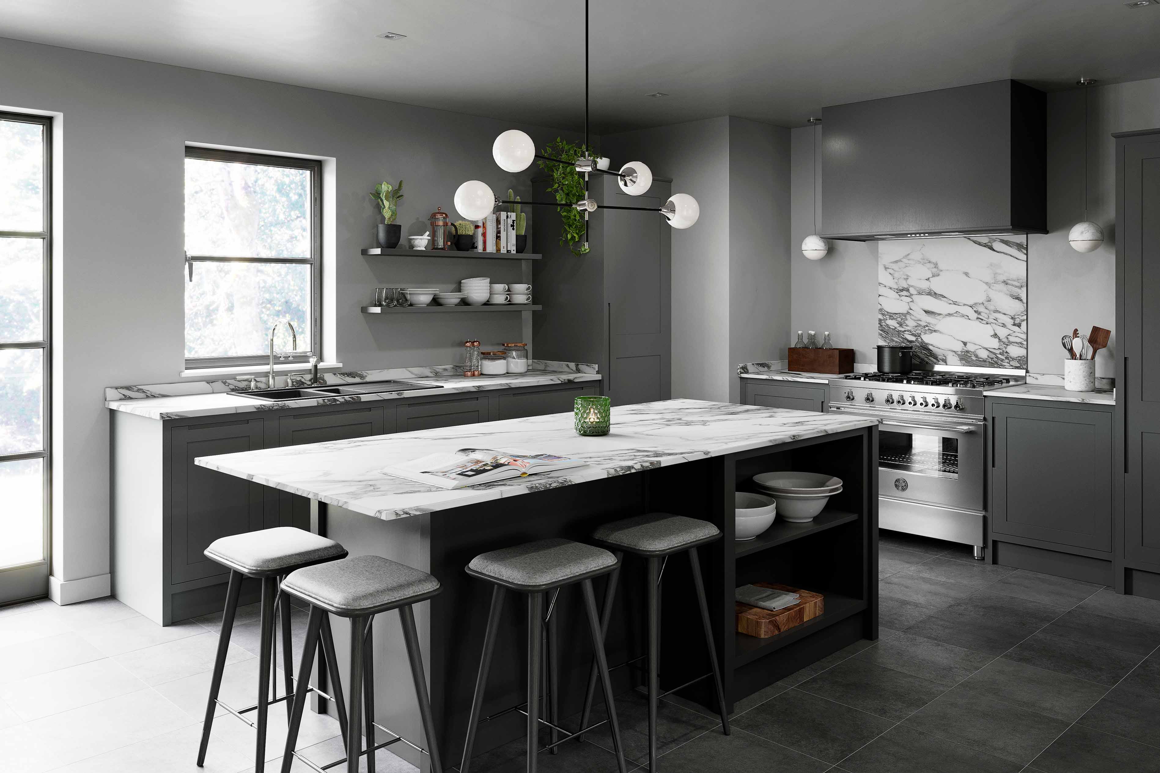 Contemporary modern luxury designer bespoke kitchen neff oven miele fridge marble quartz granite tops Guildford Surrey