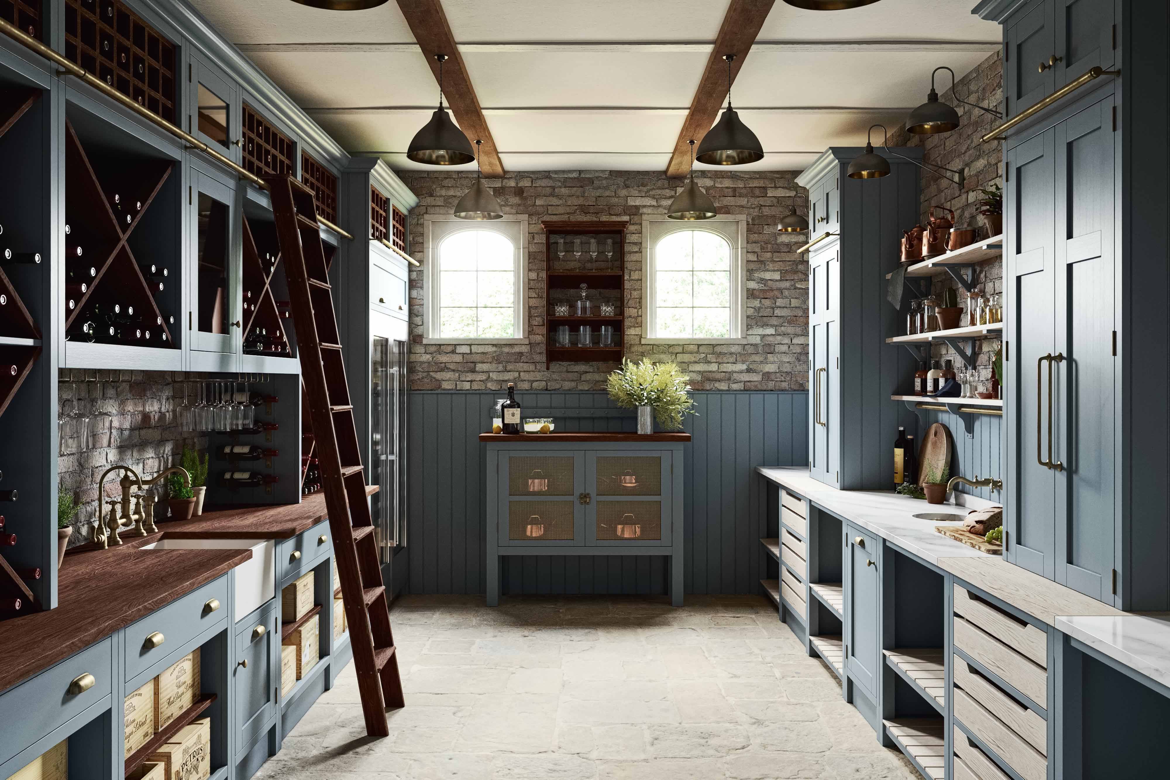 001. Bespoke pantry wine room shaker style Mylands Farrow and Ball near Alton Hampshire