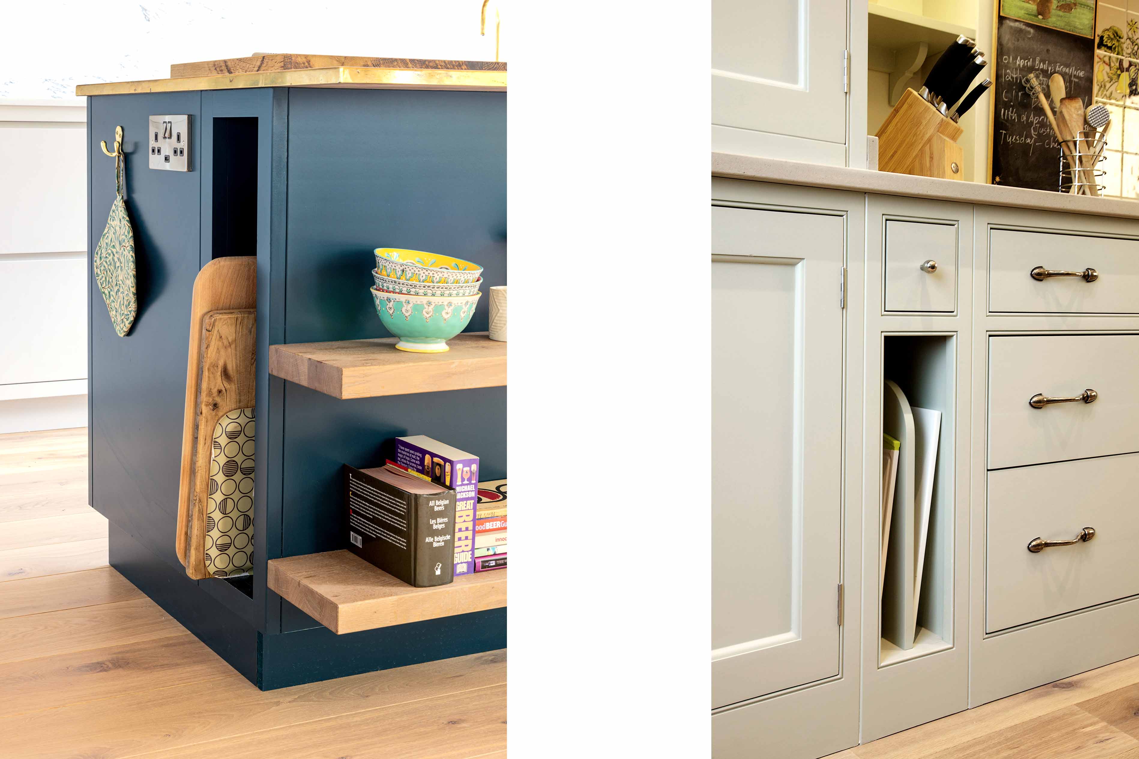 002. Bespoke kitchen shaker style crockery china rack tray cabinet storage pull out Perrin and Rowe Armac Martin Farrow and Ball near Cobham, Surrey