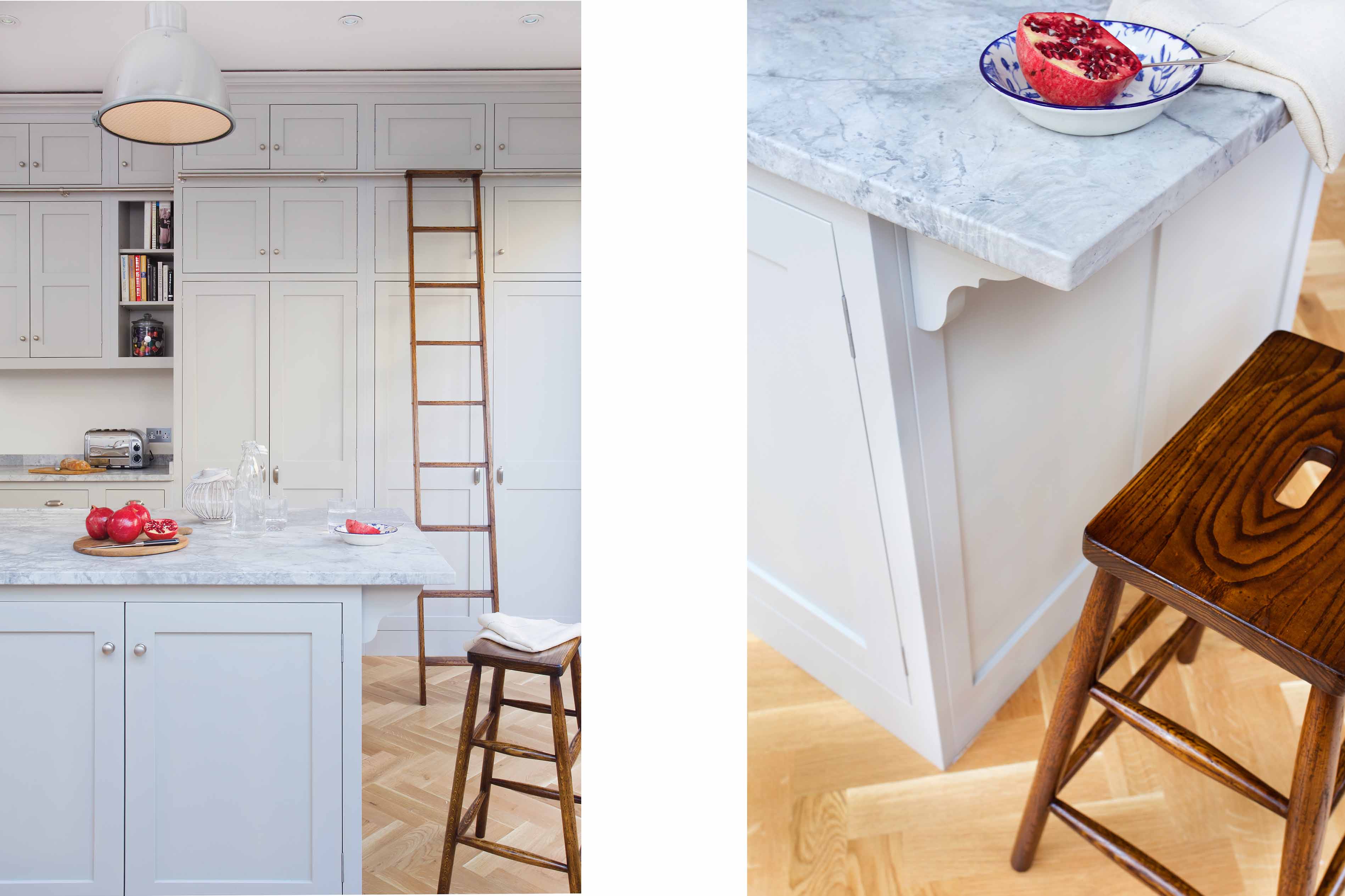 002. Bespoke kitchen shaker style marble granite stone quartzite worktops Armac Martin Farrow and Ball Mylands near Farnham, Surrey