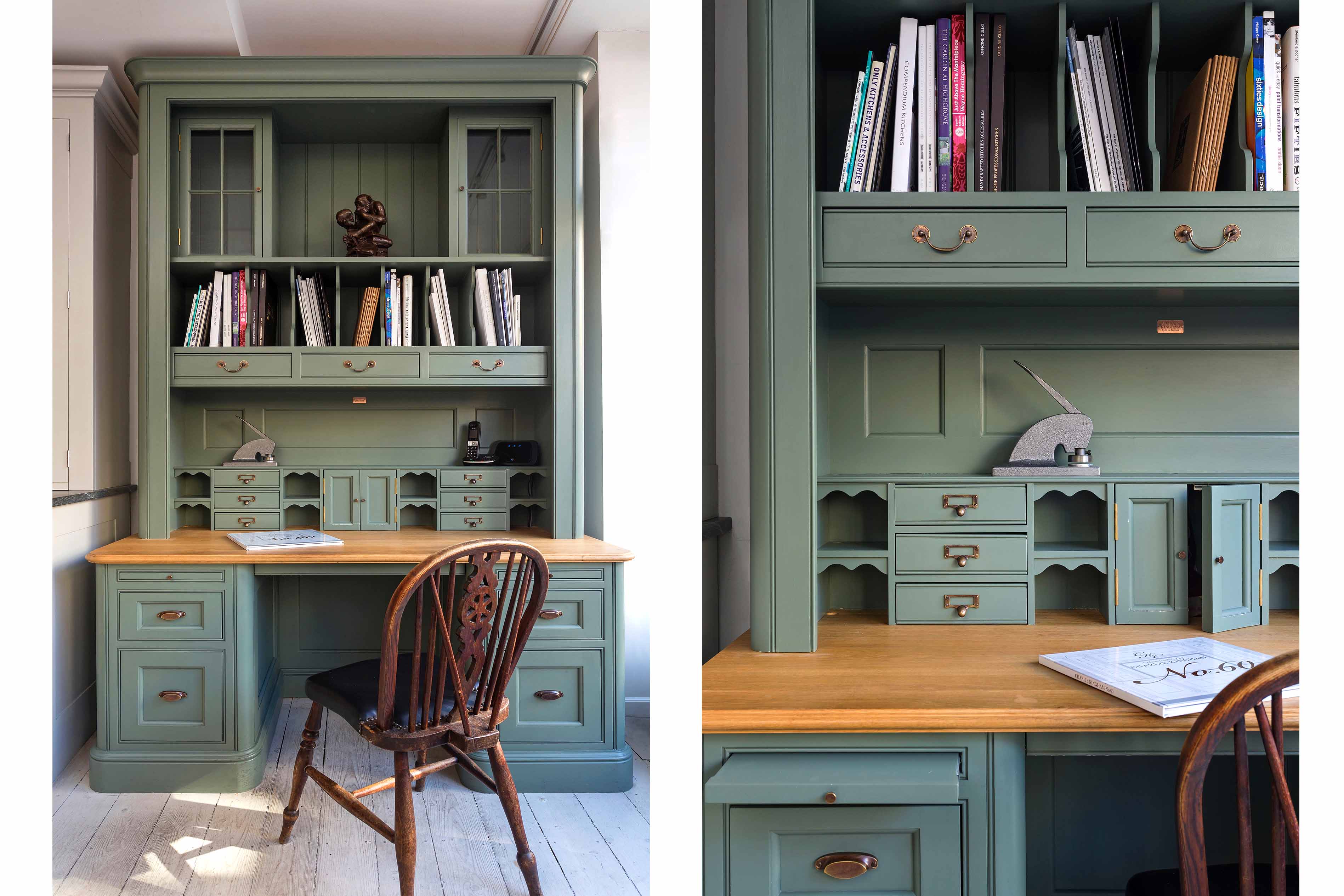 003. Bespoke library study book case desk Perrin and Rowe Armac Martin Farrow and Ball near Petersfield, Hampshire