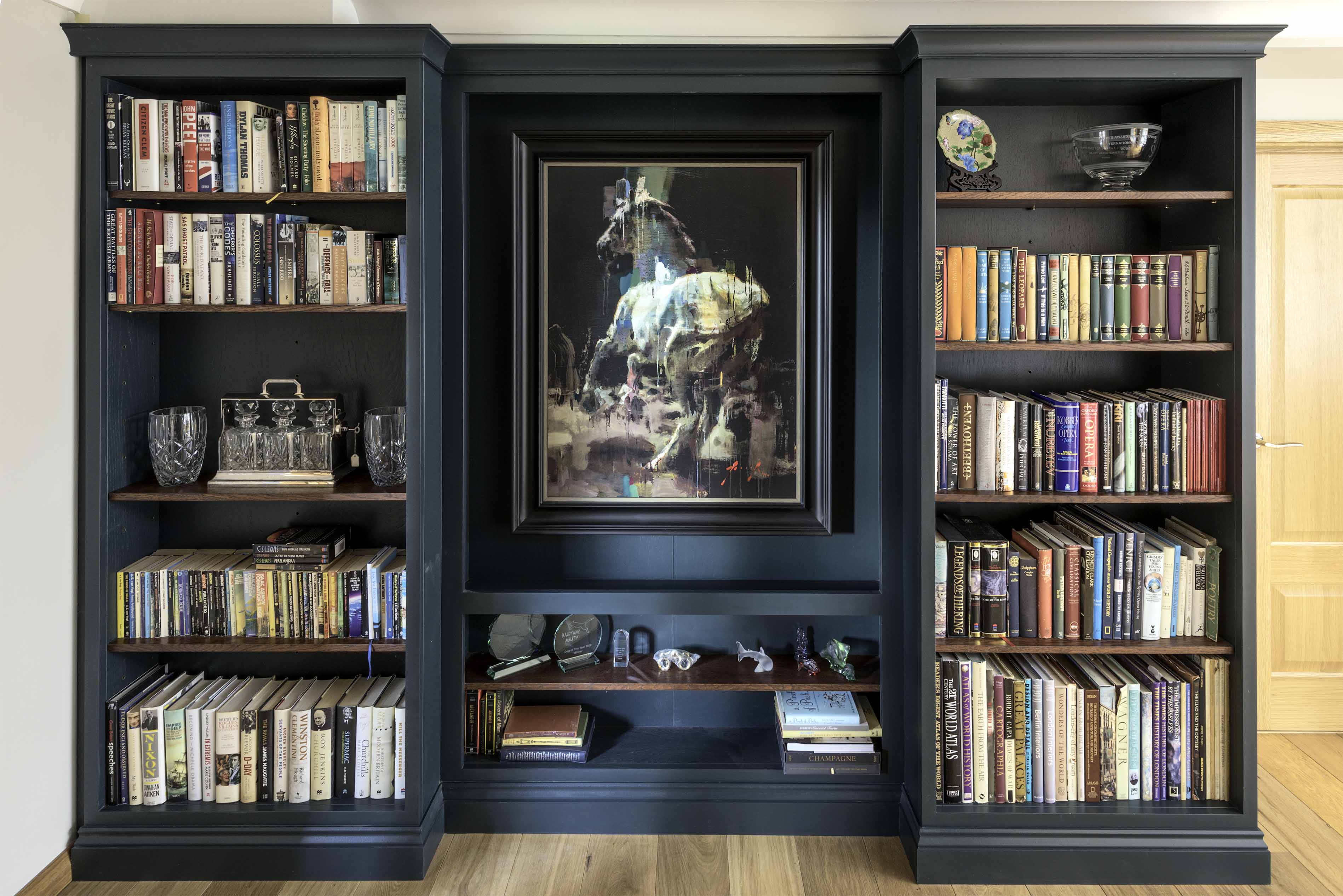 004. Bespoke library study book case desk Perrin and Rowe Armac Martin Farrow and Ball near Hindhead, Hampshire