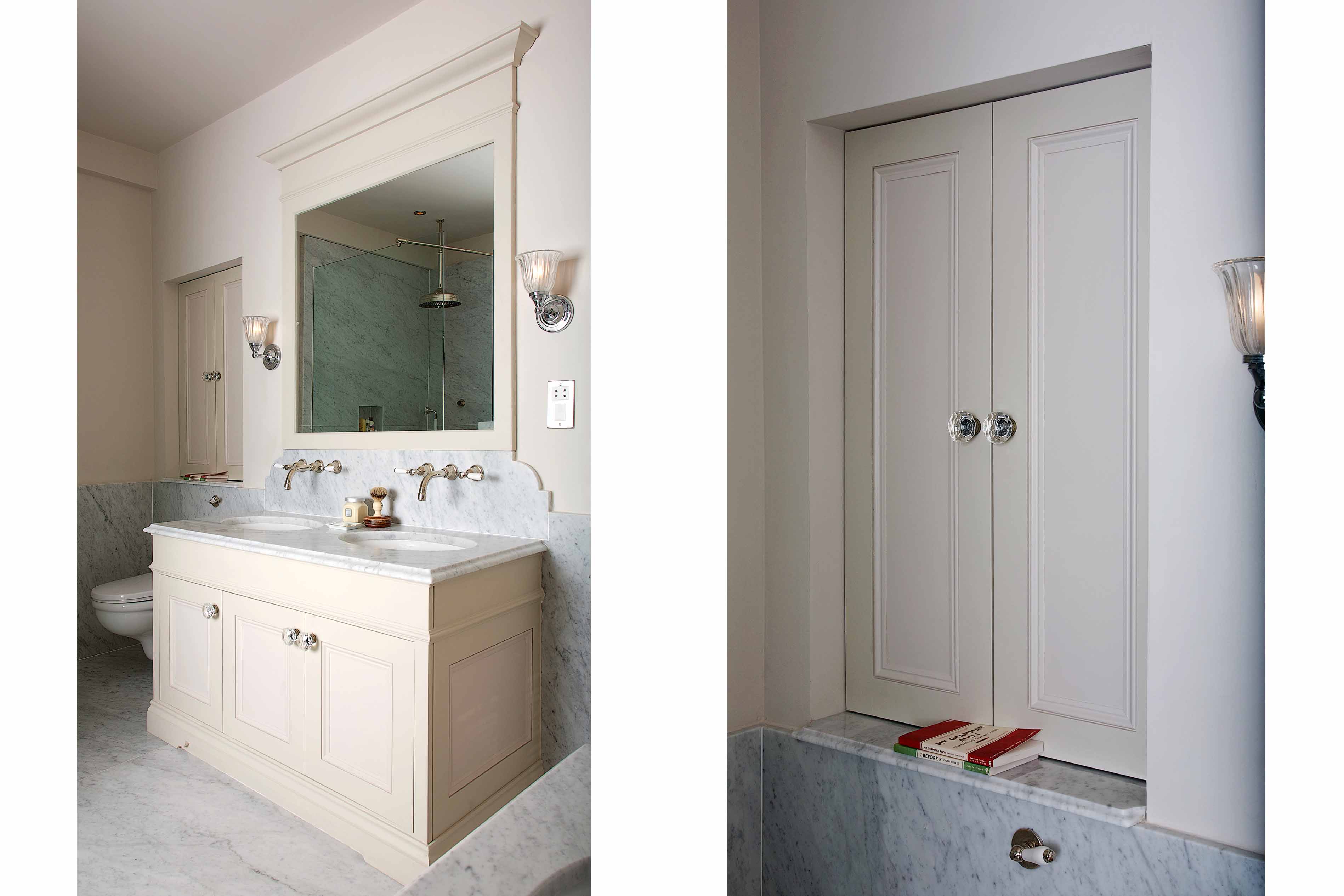 001. Bespoke bathroom cabinets villeroy boch perrin and rowe armac martin marble quartz granite tops farrow and ball mylands near Winchester Hampshire