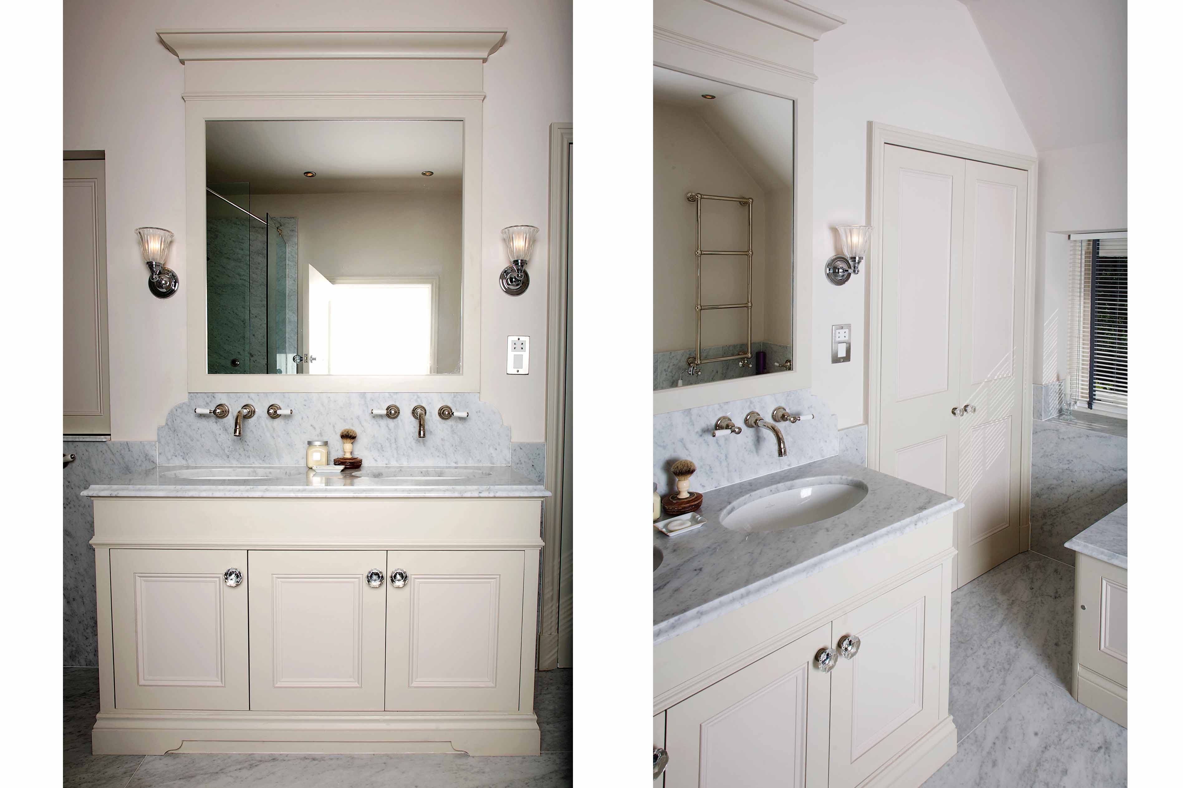 003. Bespoke bathroom cabinets villeroy boch perrin and rowe armac martin marble quartz granite tops farrow and ball mylands near Winchester Hampshire